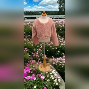 Pink Faux Fur Bolero Shrug Jacket